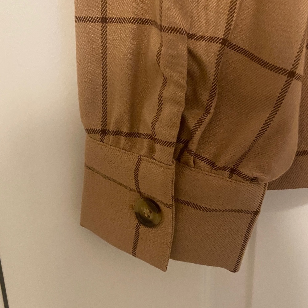 Halogen Brown Checkered Button-Down Shirt - image 3